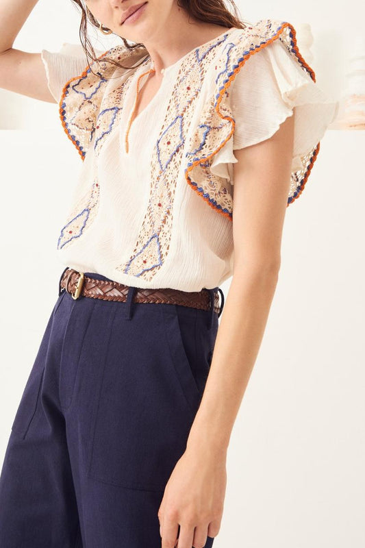 Colas Crochet and Embroidery Top