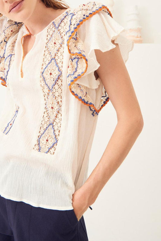 Colas Crochet and Embroidery Top