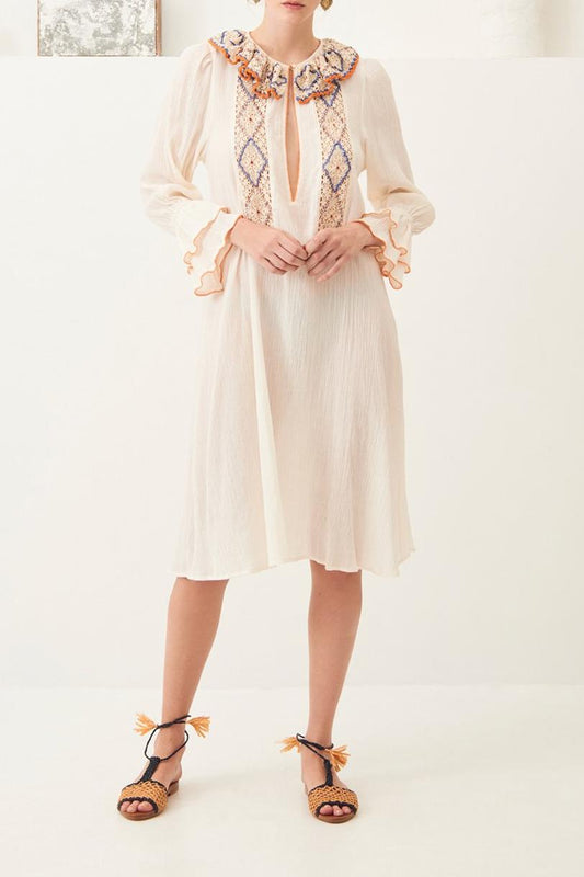 Colas Crochet and Embroidery Midi Dress