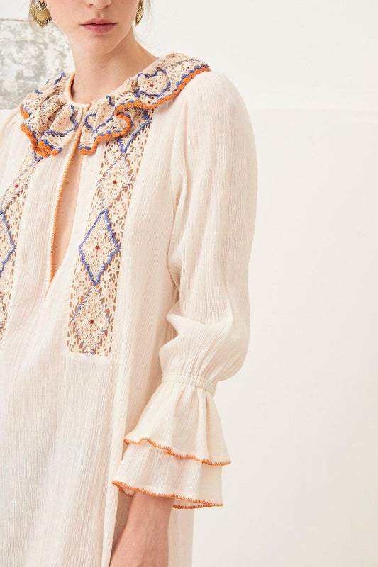 Colas Crochet and Embroidery Midi Dress
