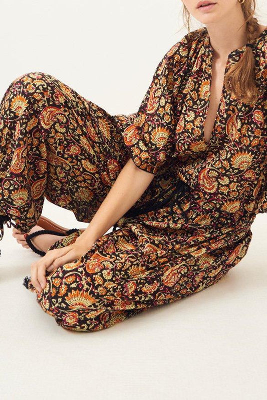 Chérie Printed Harem Pants - Black