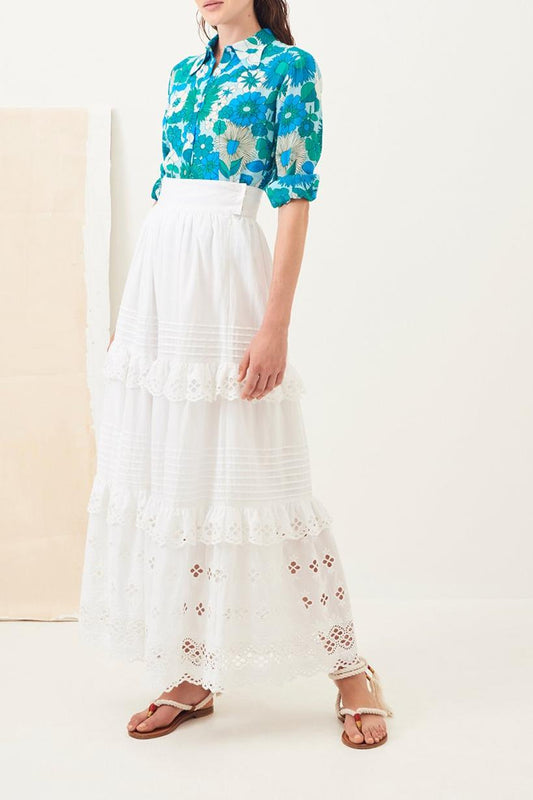 Ally Lace Maxi Skirt - White