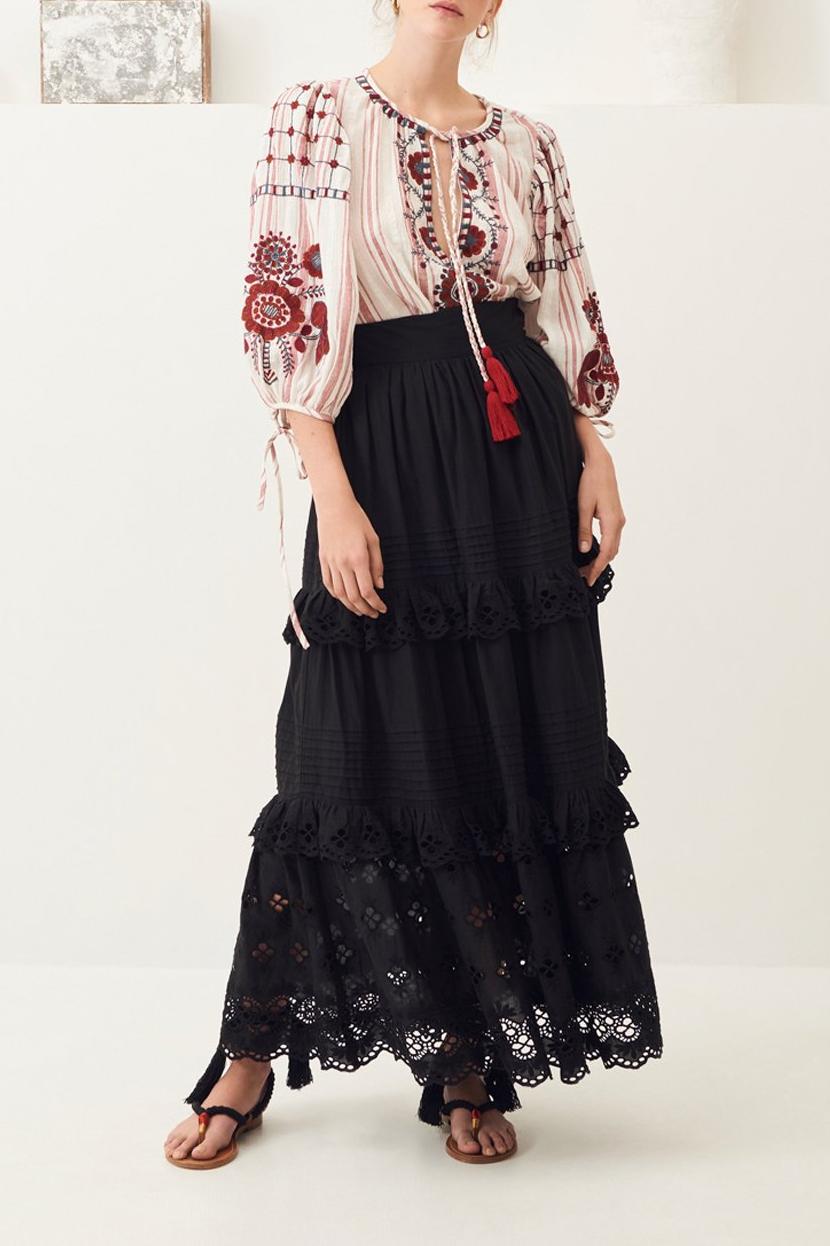 Ally Lace Maxi Skirt - Black