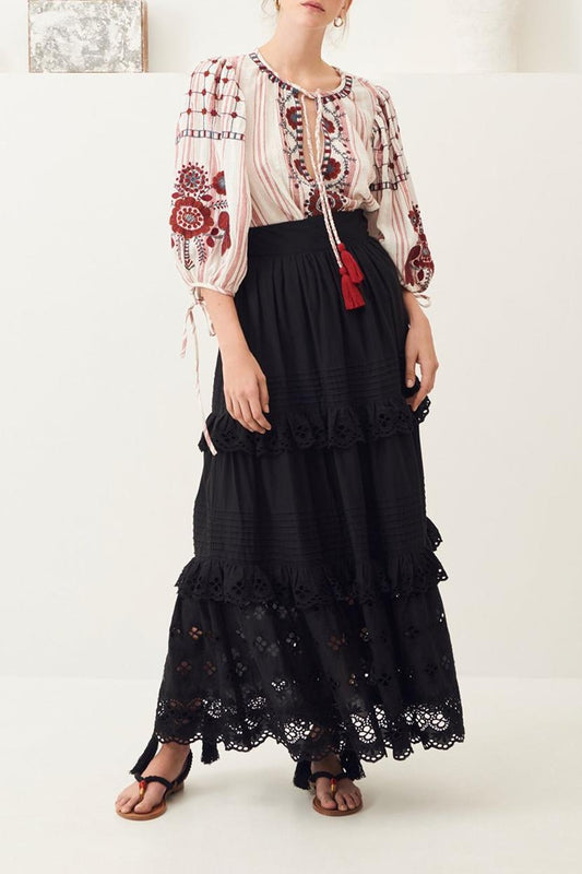 Ally Lace Maxi Skirt - Black
