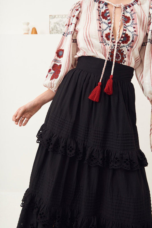 Ally Lace Maxi Skirt - Black