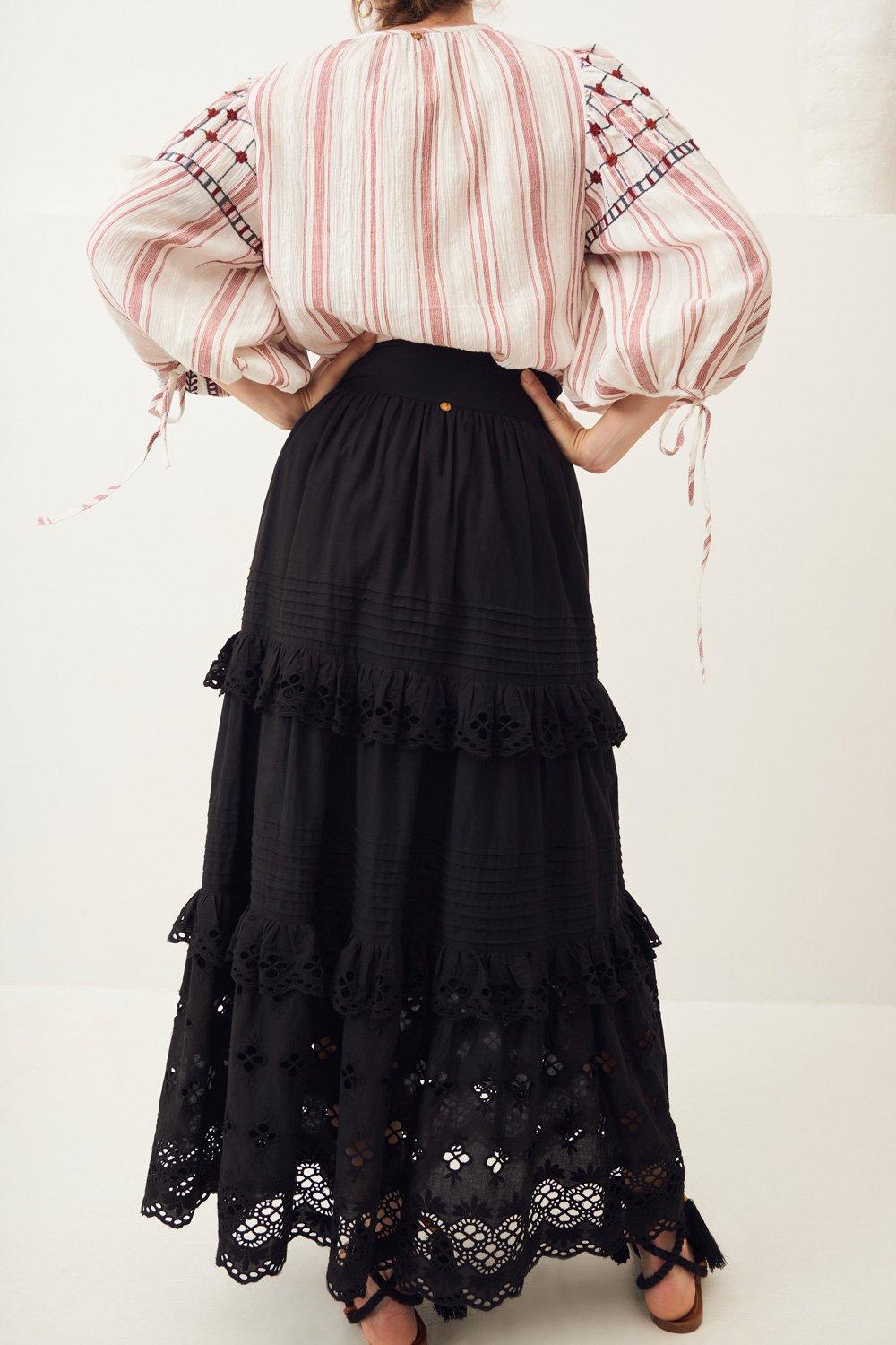 Ally Lace Maxi Skirt - Black