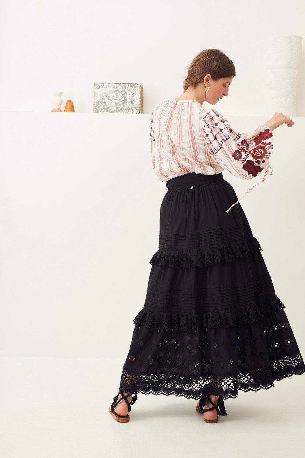 Ally Lace Maxi Skirt - Black