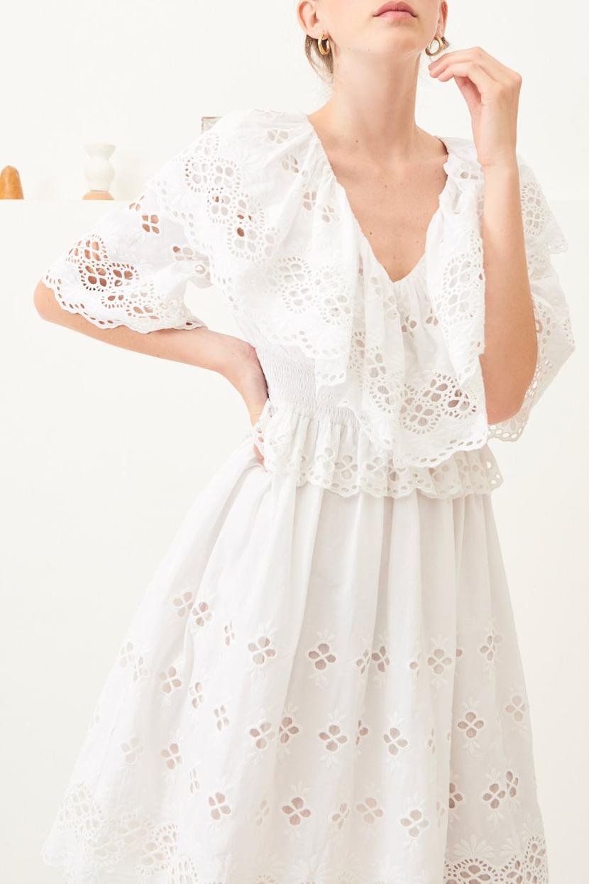 Ally Lace Short Dress - White