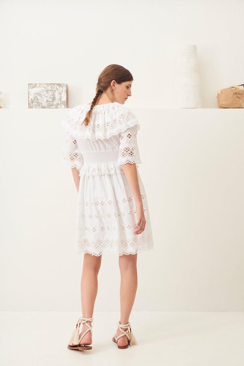 Ally Lace Short Dress - White