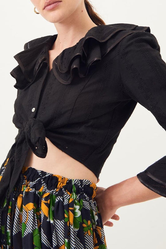 Ally Lace Crop Top - Black