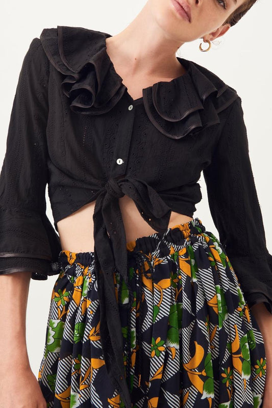 Ally Lace Crop Top - Black