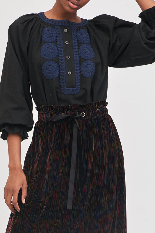 Zida Embroidered Blouse - Black