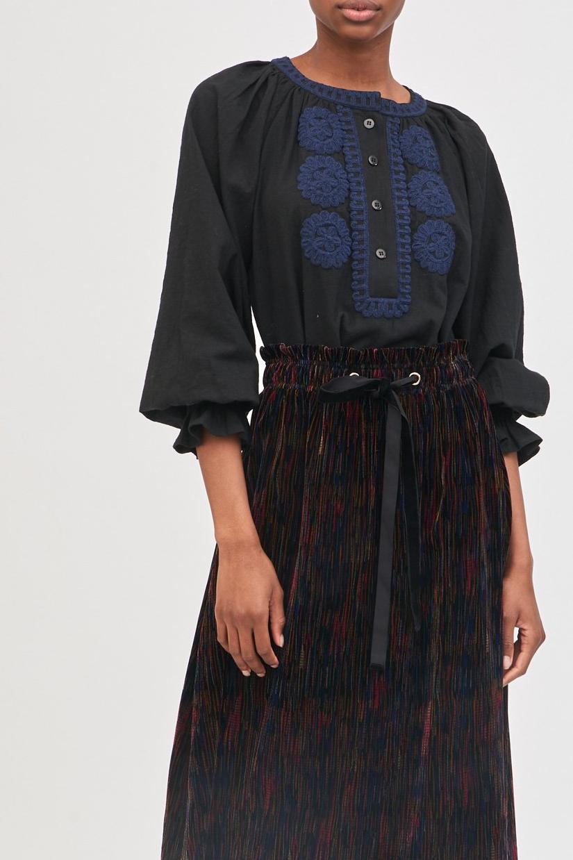 Zida Embroidered Blouse - Black