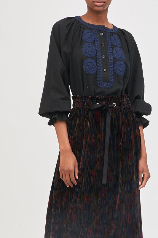 Zida Embroidered Blouse - Black