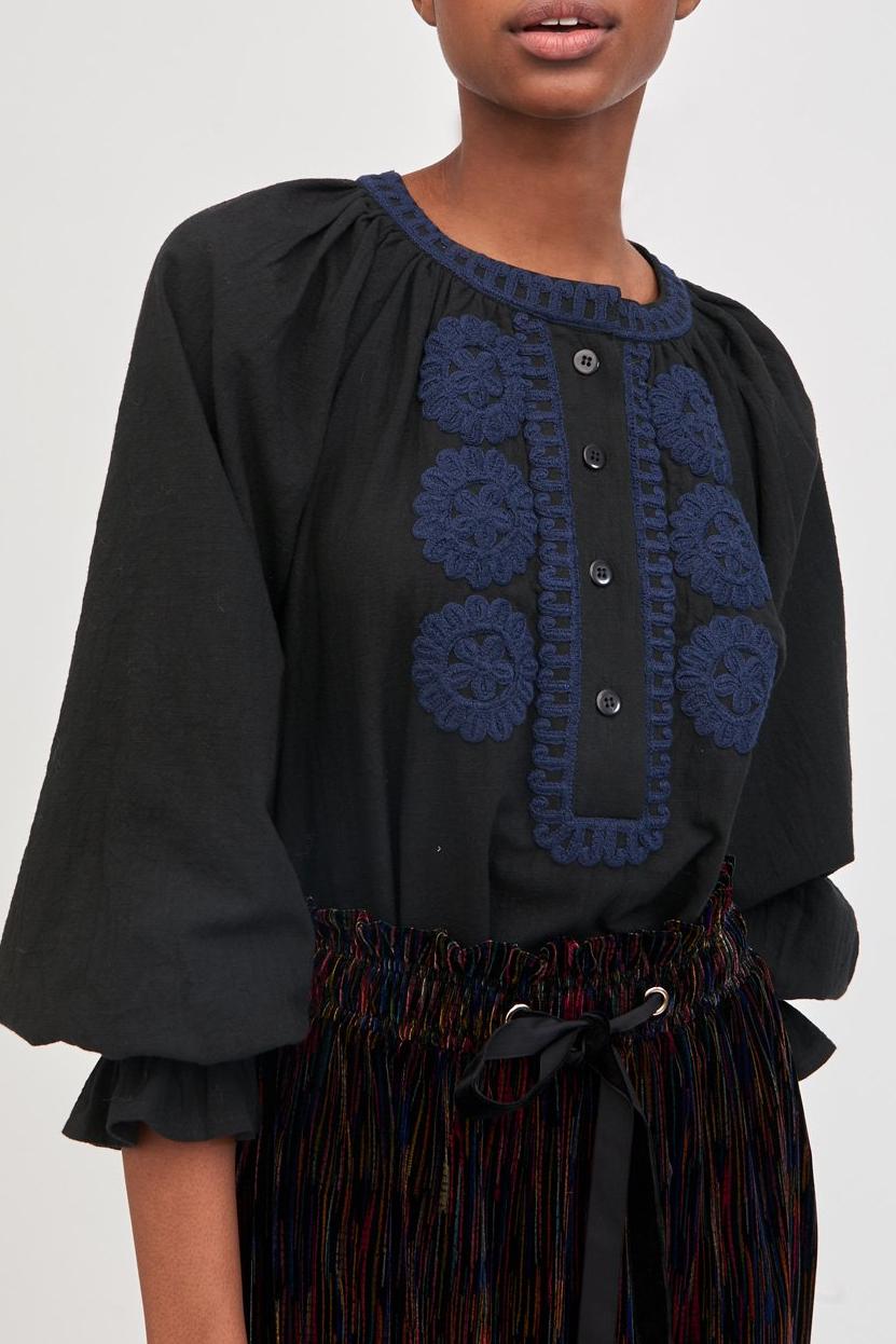 Zida Embroidered Blouse - Black