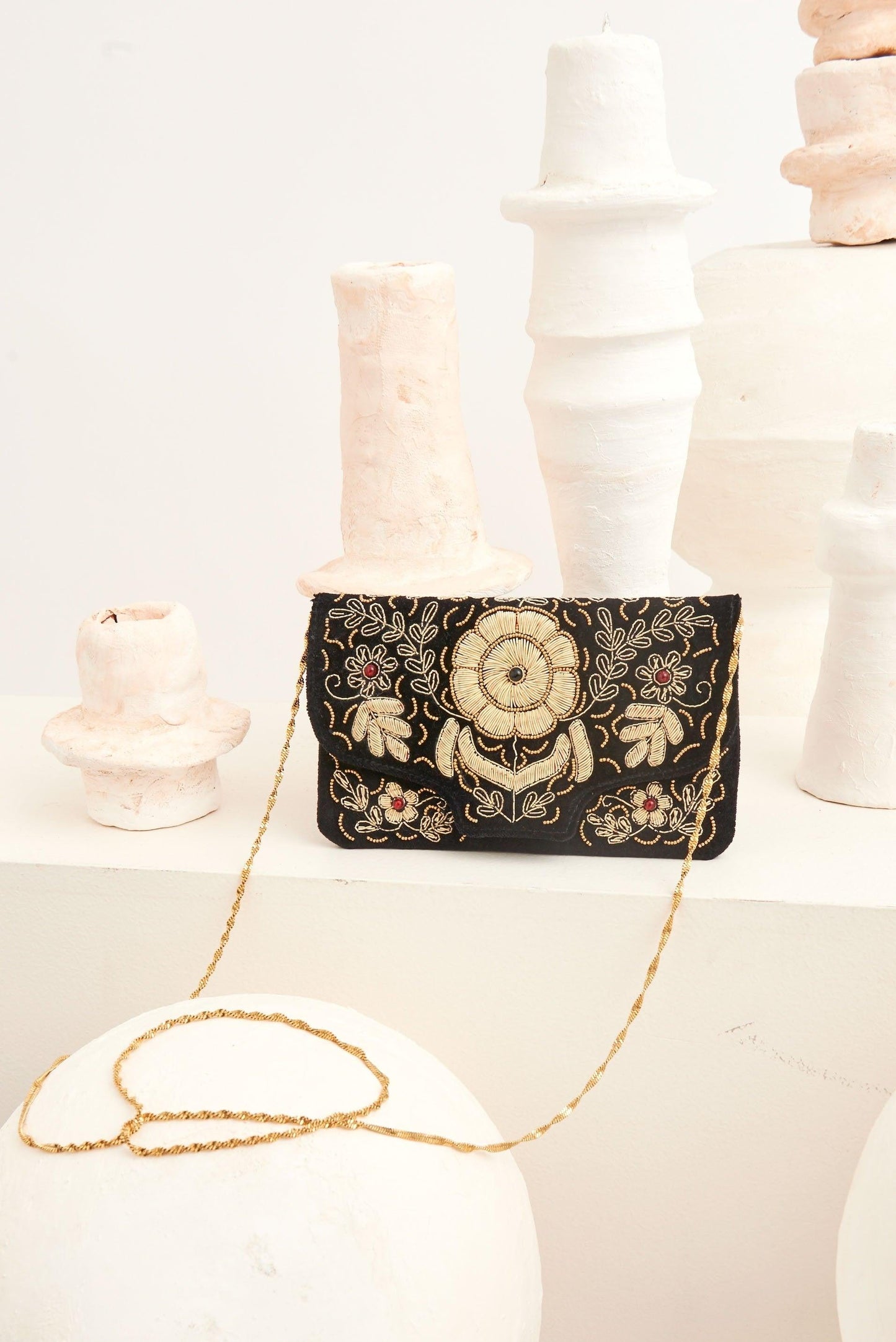 Zary Embroidered Small Clutch