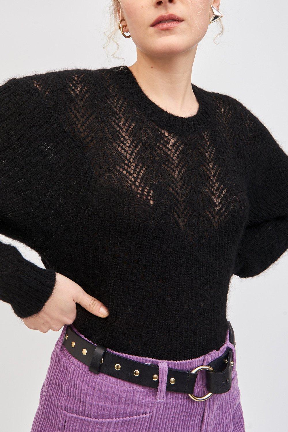 Suéter calado de Woolah - Negro