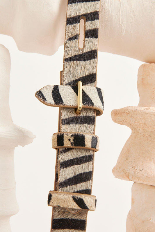 West Leather Belt - Zebra-Print