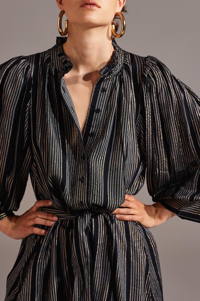 Meeti Gold-Striped Dress