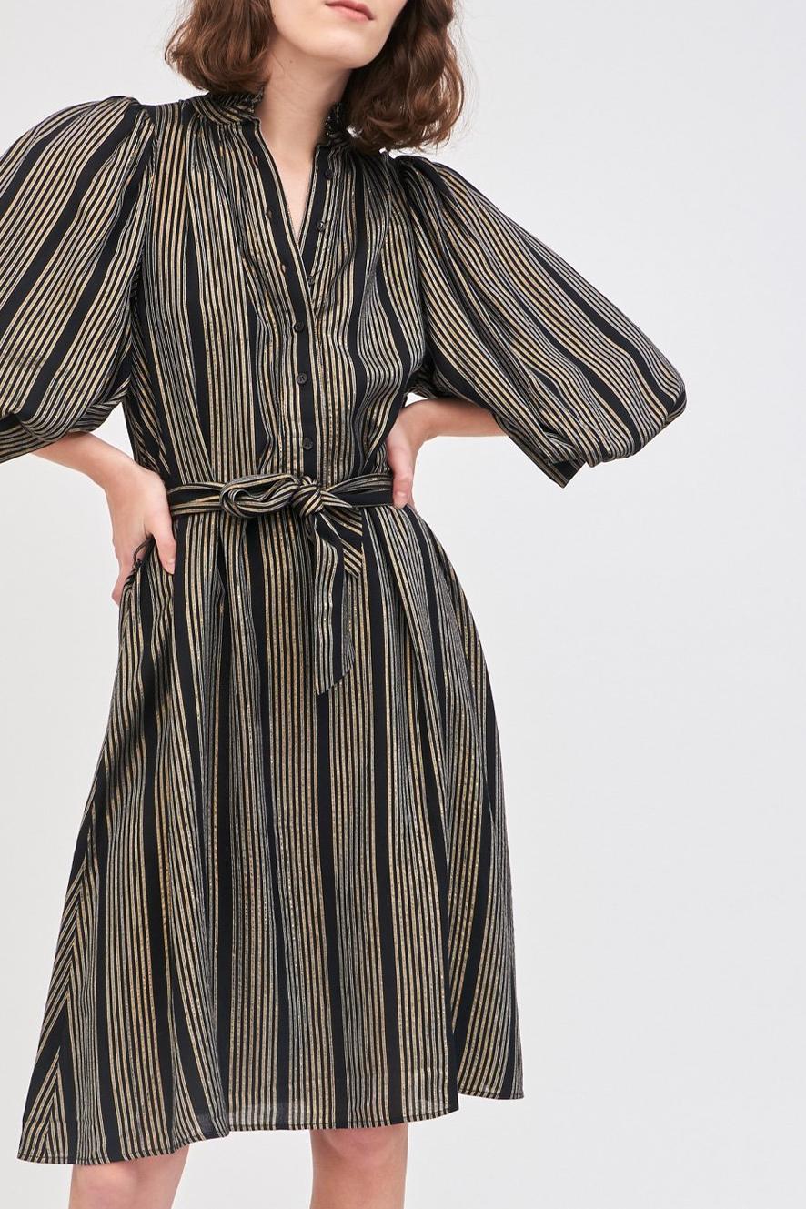 Meeti Gold-Striped Dress