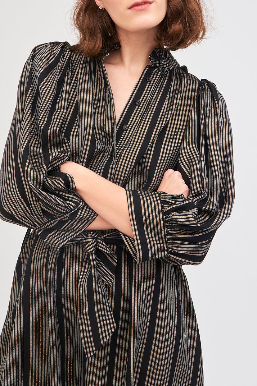 Meeti Gold-Striped Dress