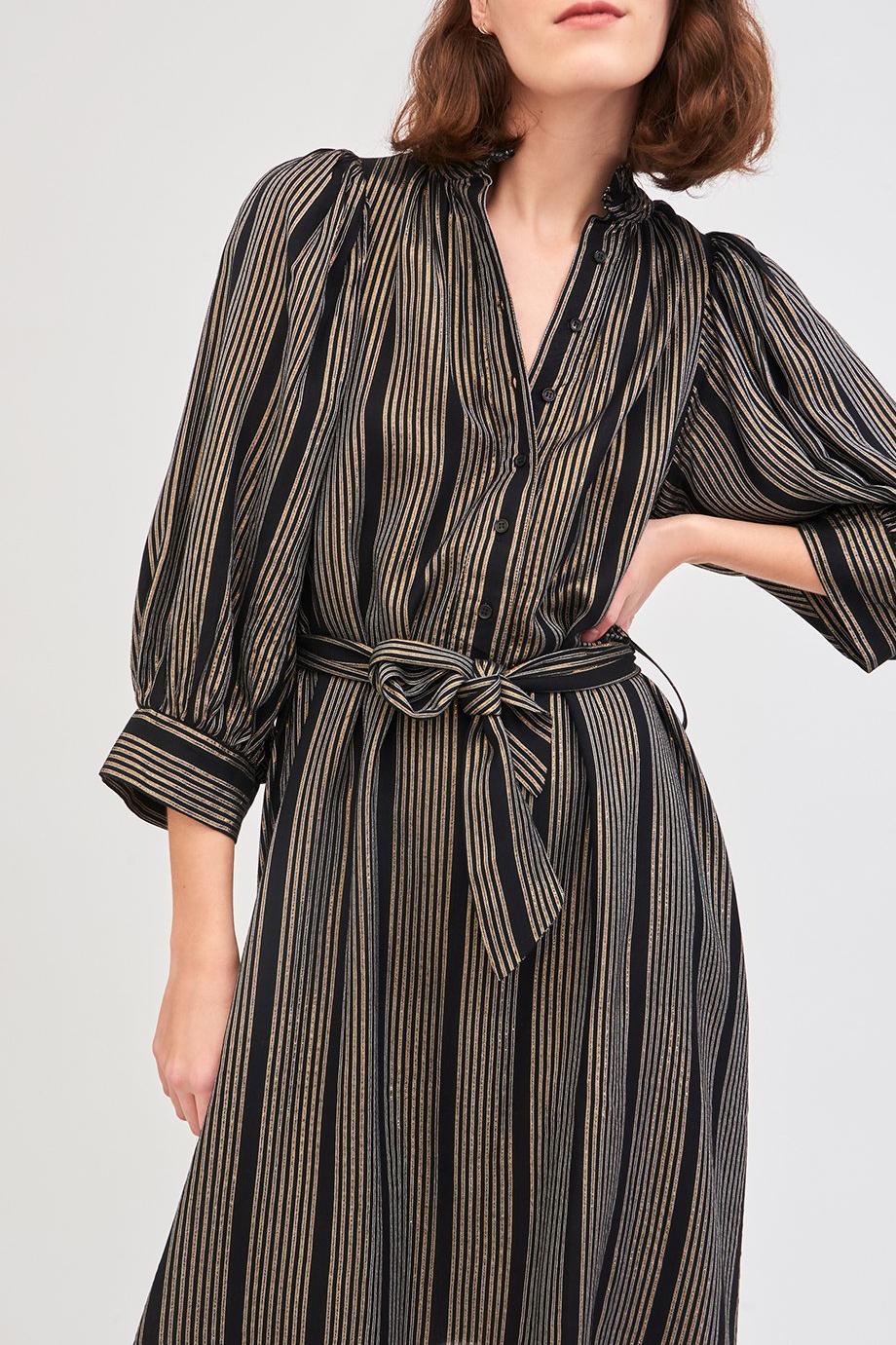 Meeti Gold-Striped Dress