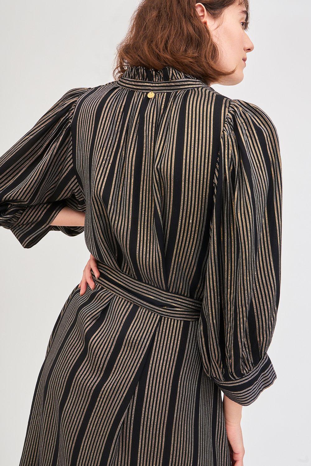 Meeti Gold-Striped Dress