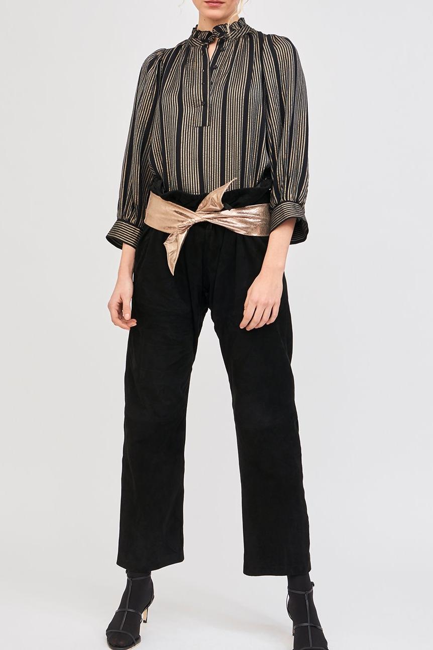 Meeti Gold-Striped Victorian Blouse