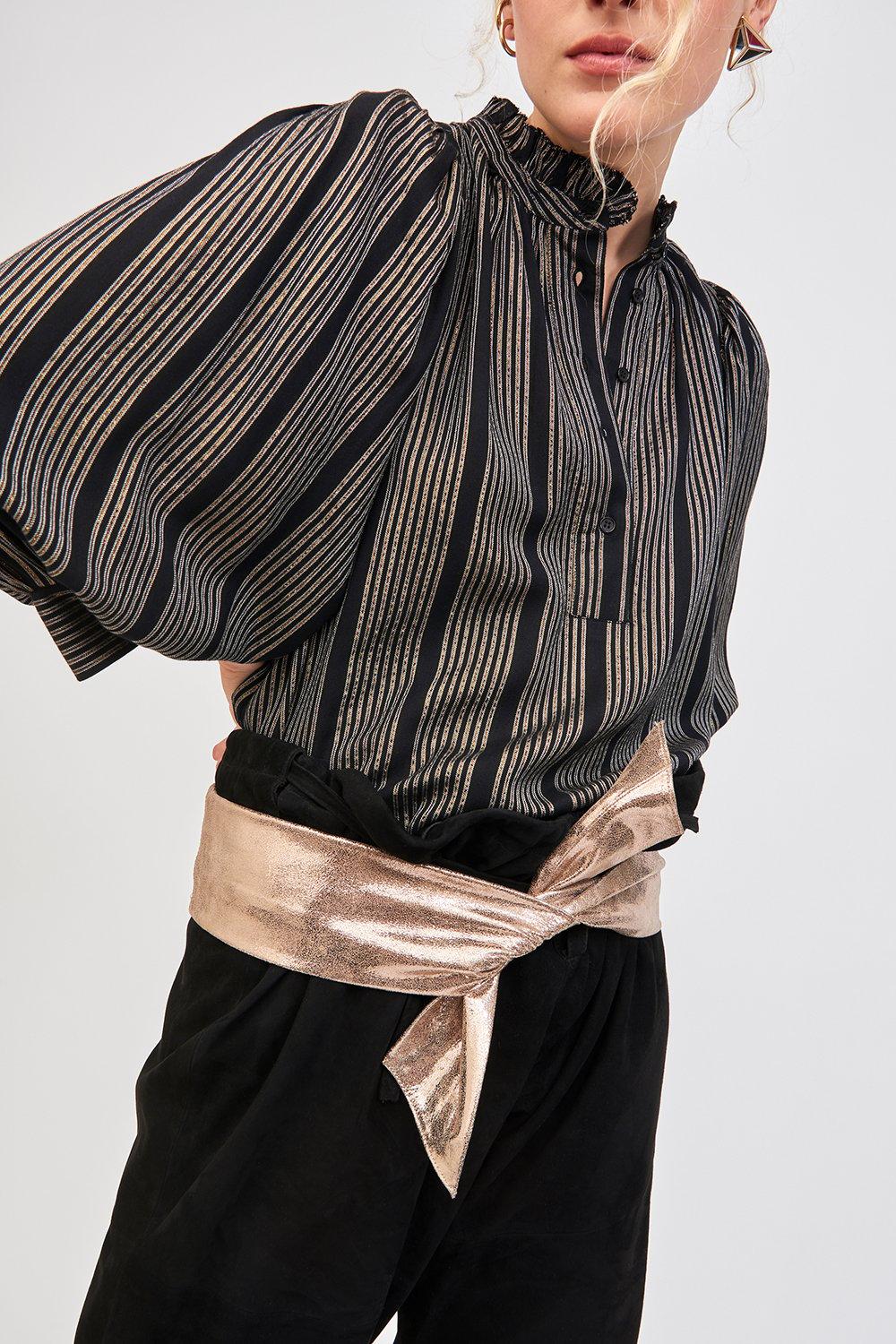 Meeti Gold-Striped Victorian Blouse
