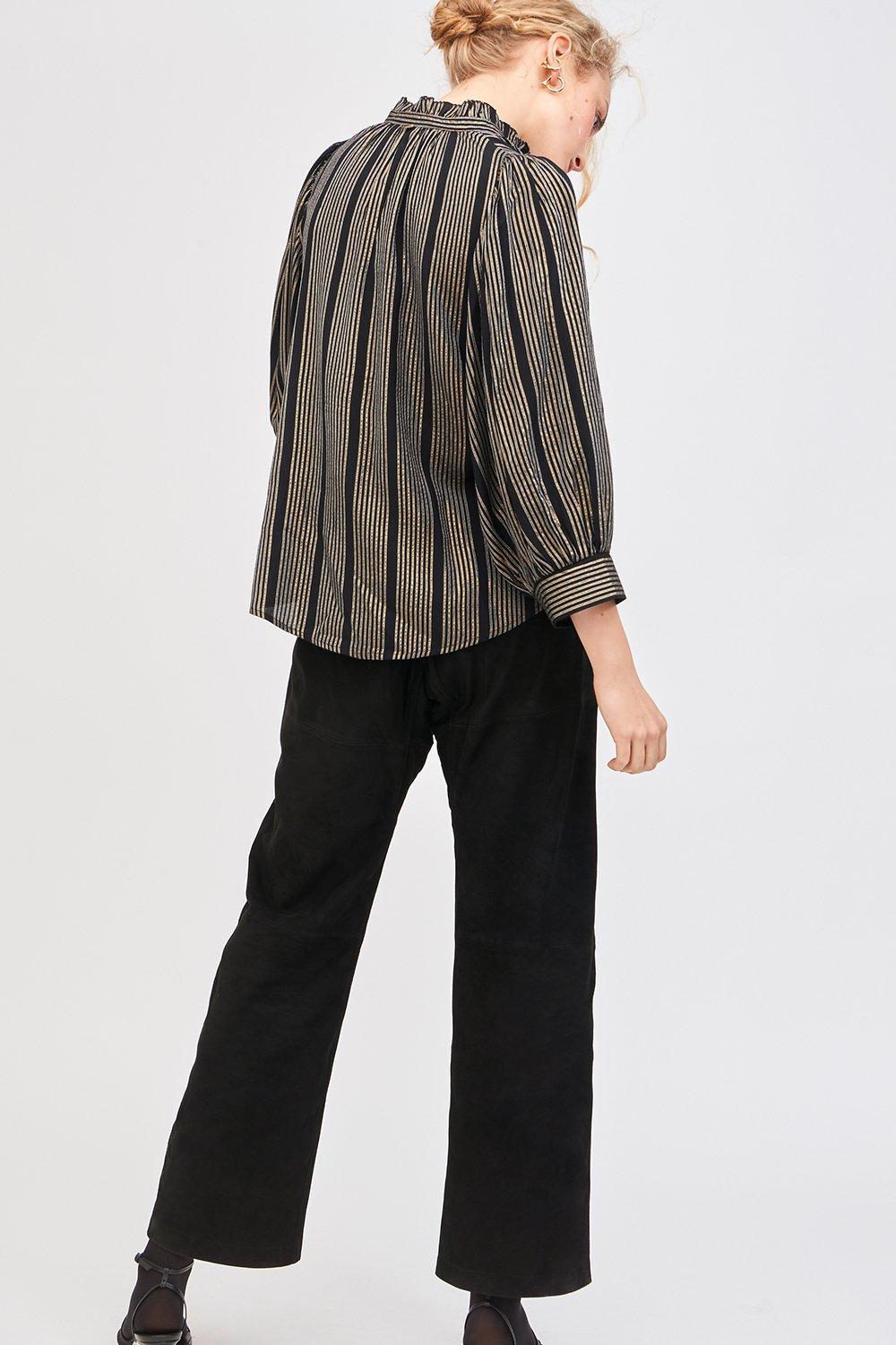 Meeti Gold-Striped Victorian Blouse