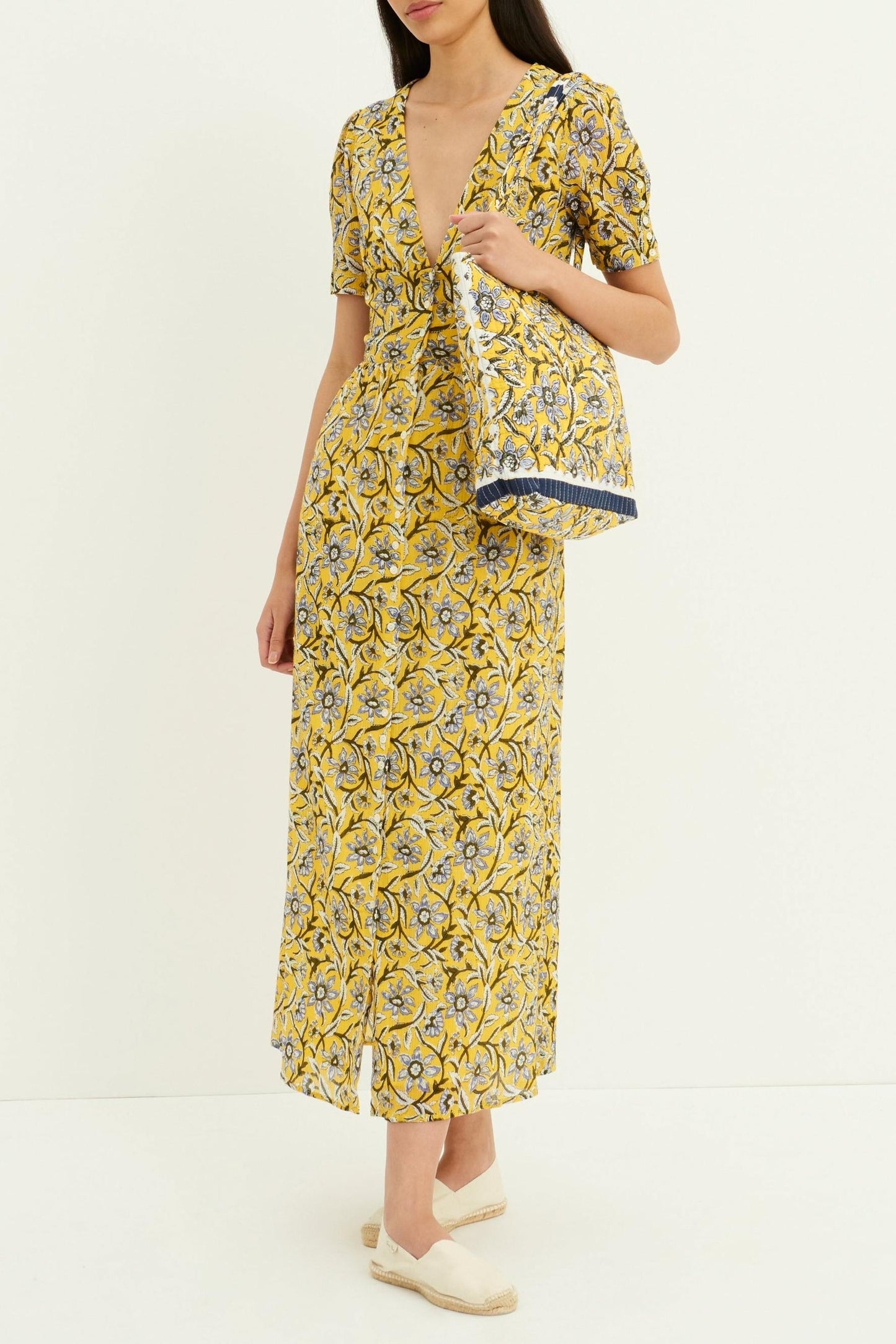 Vestido largo estampado María - Amarillo