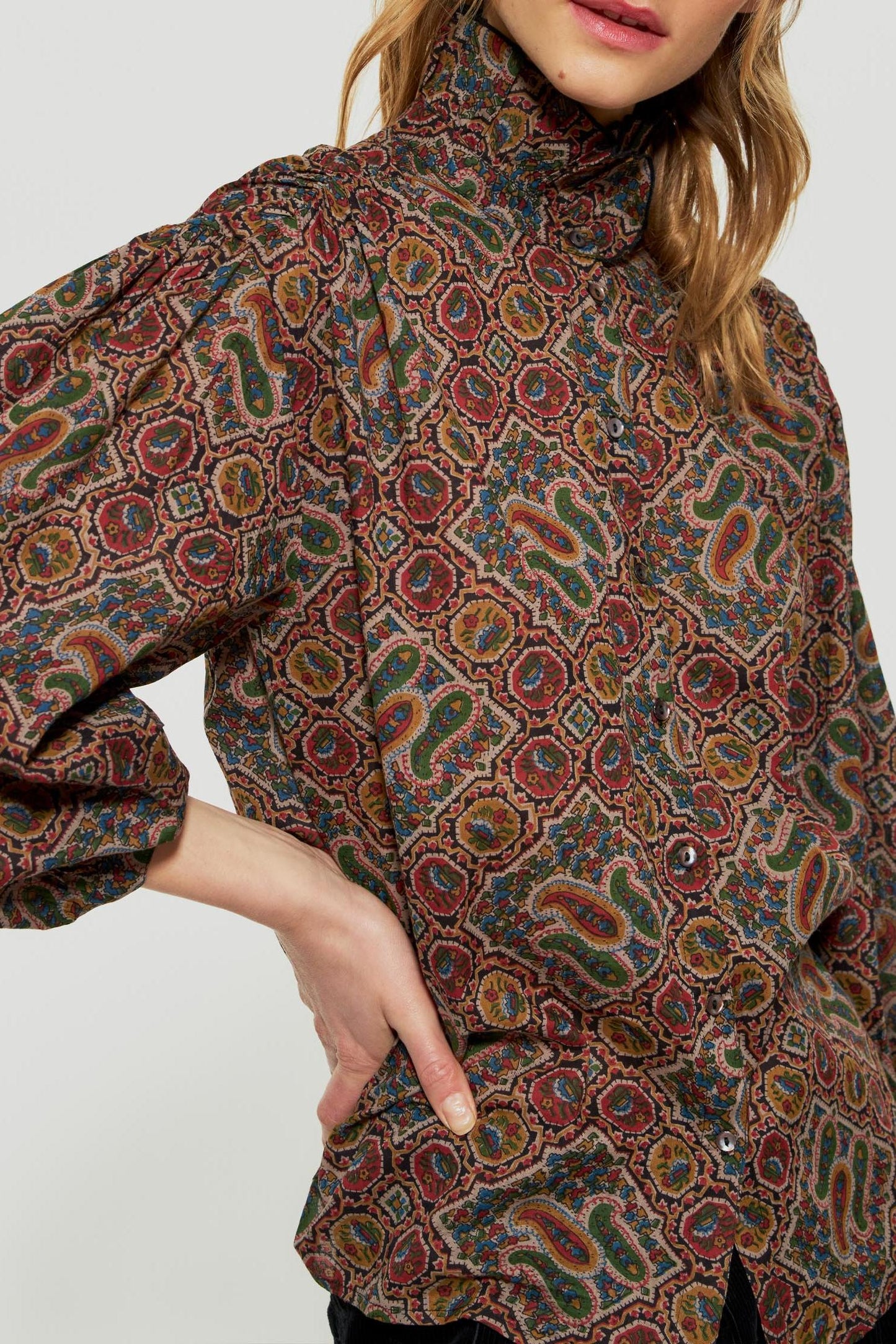 Zina print blouse