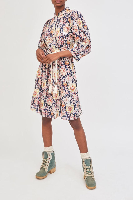 Andre Floral Print Shirt Dress - Navy