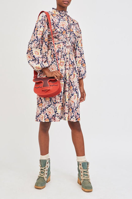 Andre Floral Print Dress - Navy