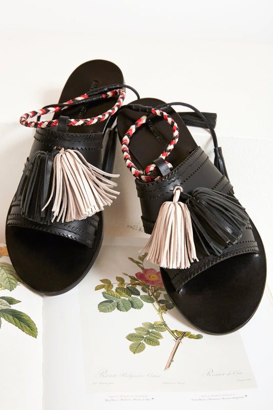Sandalias de cuero negro Youri