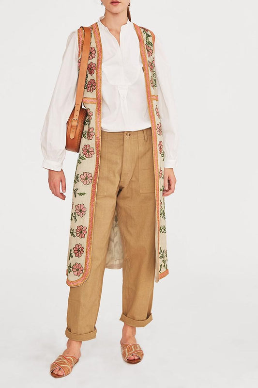 Chaleco largo multicolor de madera