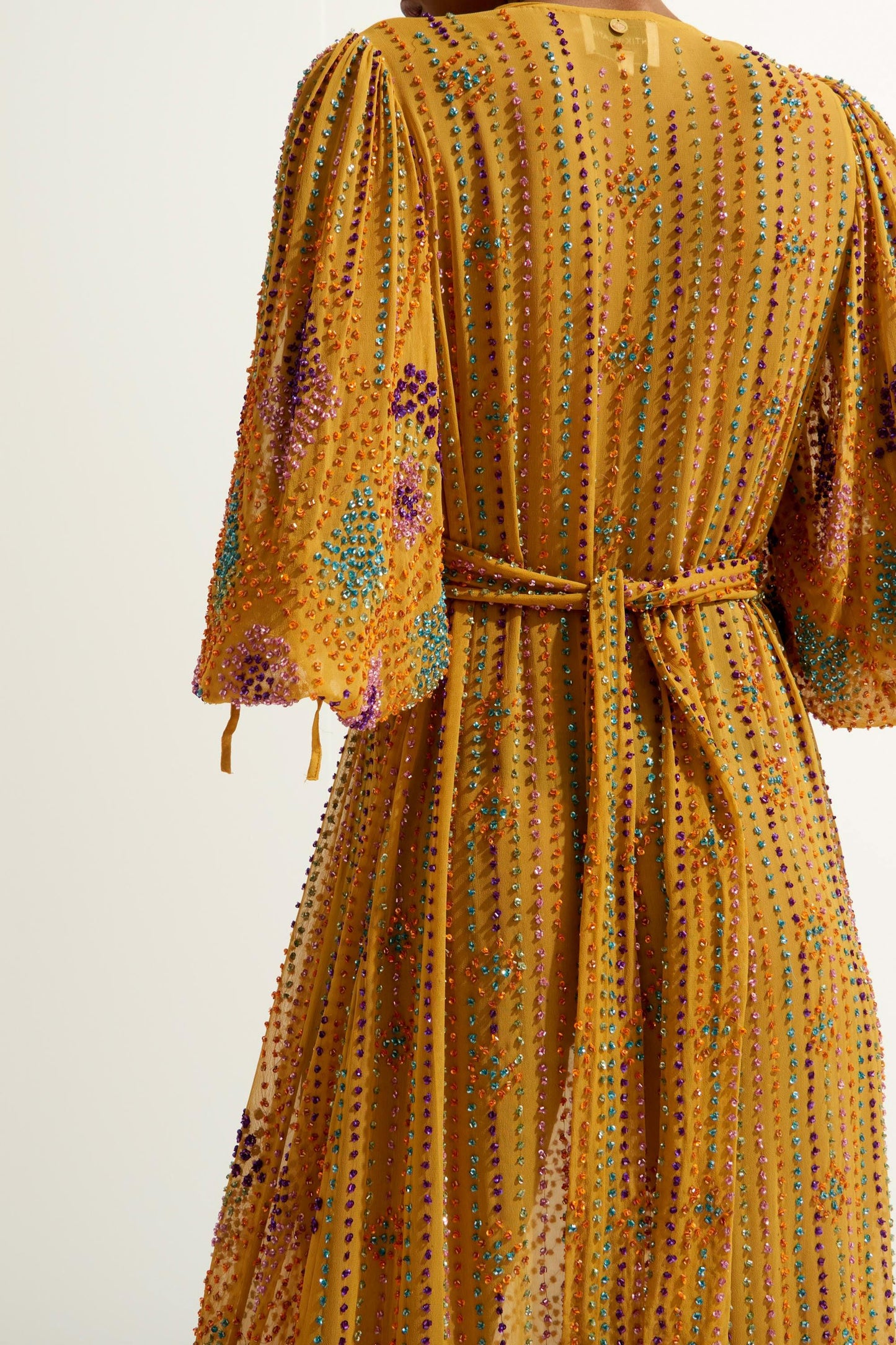 Vestido largo con lentejuelas Louise - Mostaza