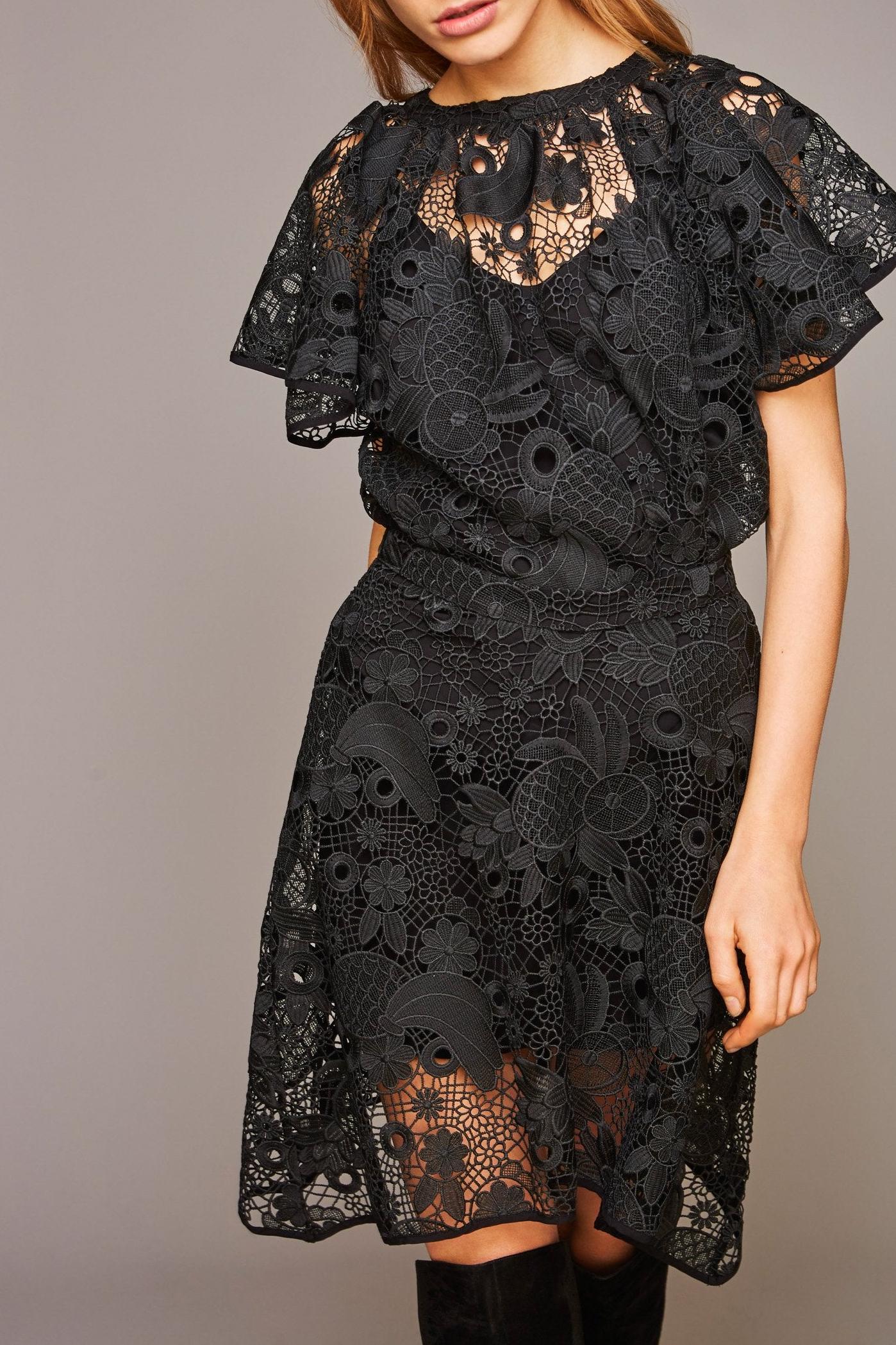 Lacy guipure midi skirt