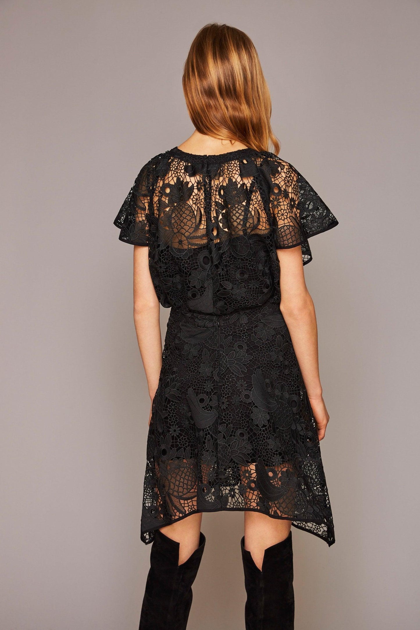 Lacy guipure midi skirt