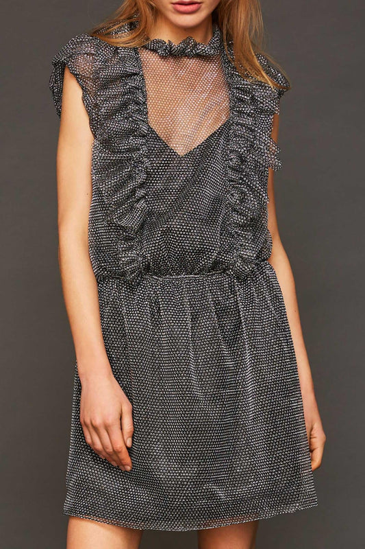 Cliff Silver Ruffled Short Dress