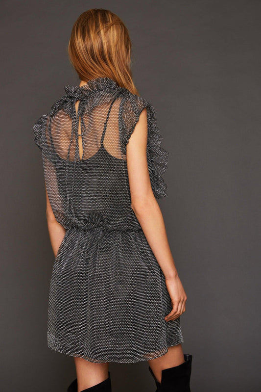 Cliff Silver Ruffled Short Dress