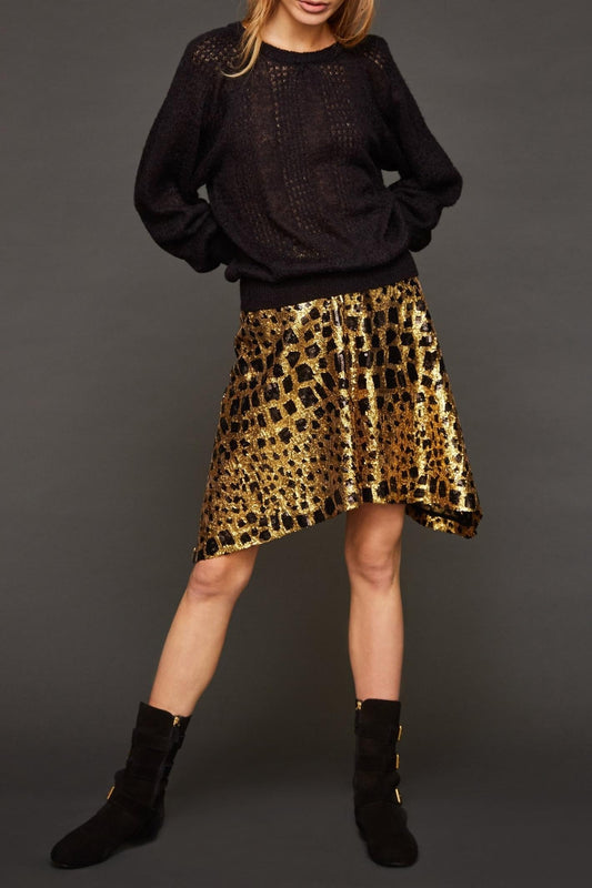 Jupe évasée à sequins dorés Baguy