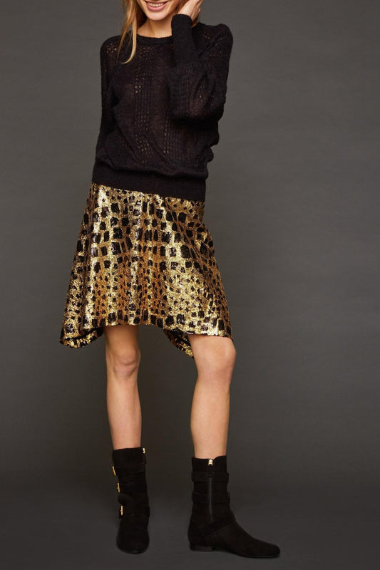 Jupe évasée à sequins dorés Baguy