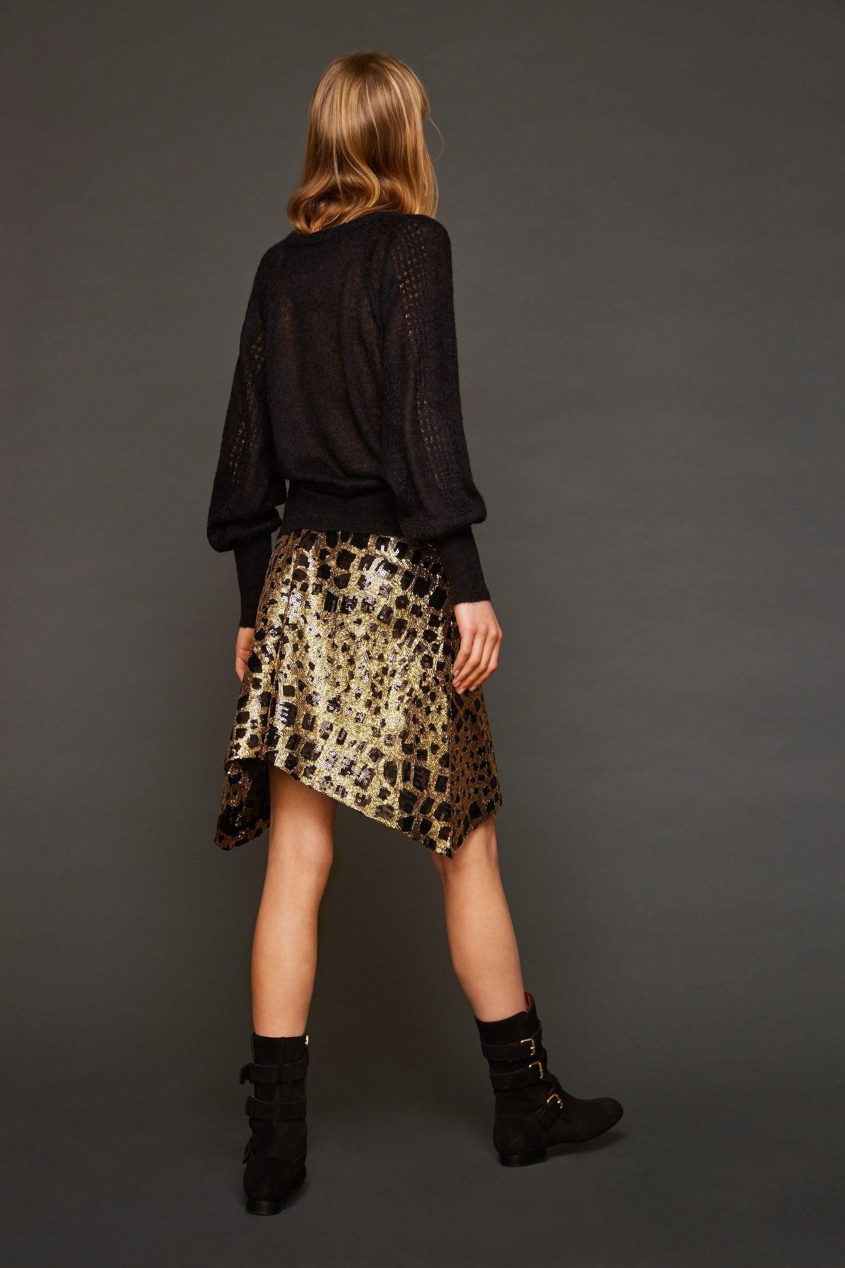 Jupe évasée à sequins dorés Baguy