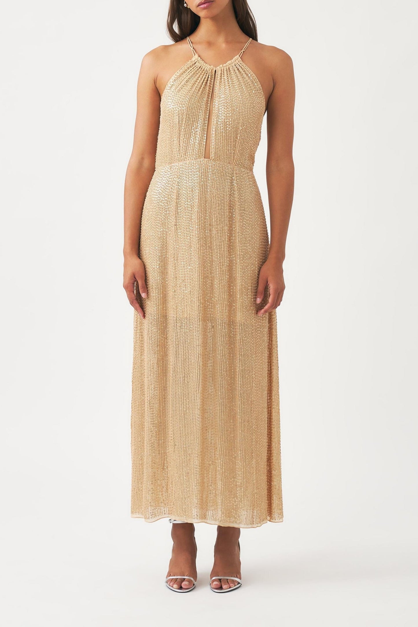Maxi dress hand-embroidered with pearls Dune