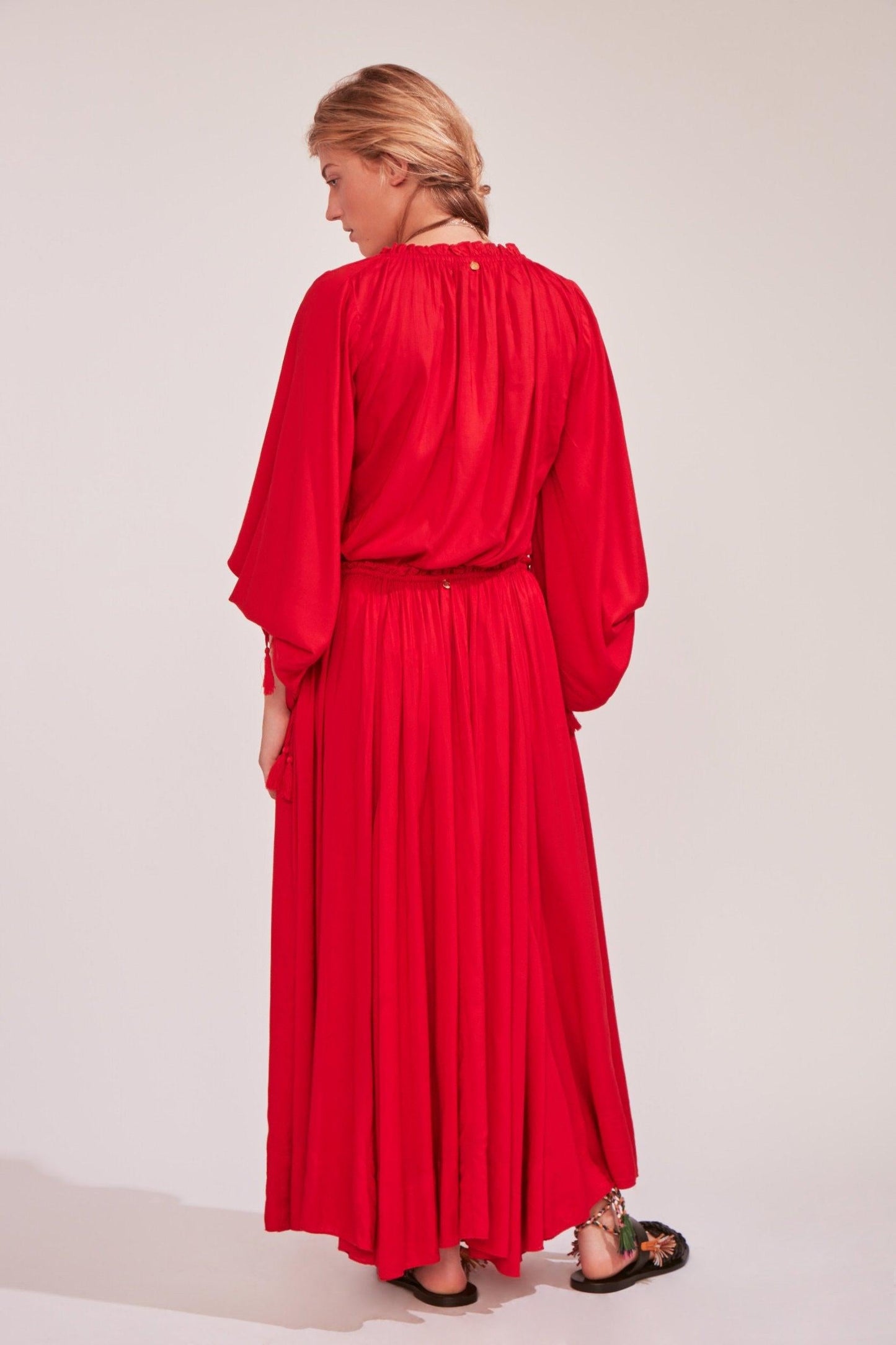 Bowly Long Flowy Red Skirt