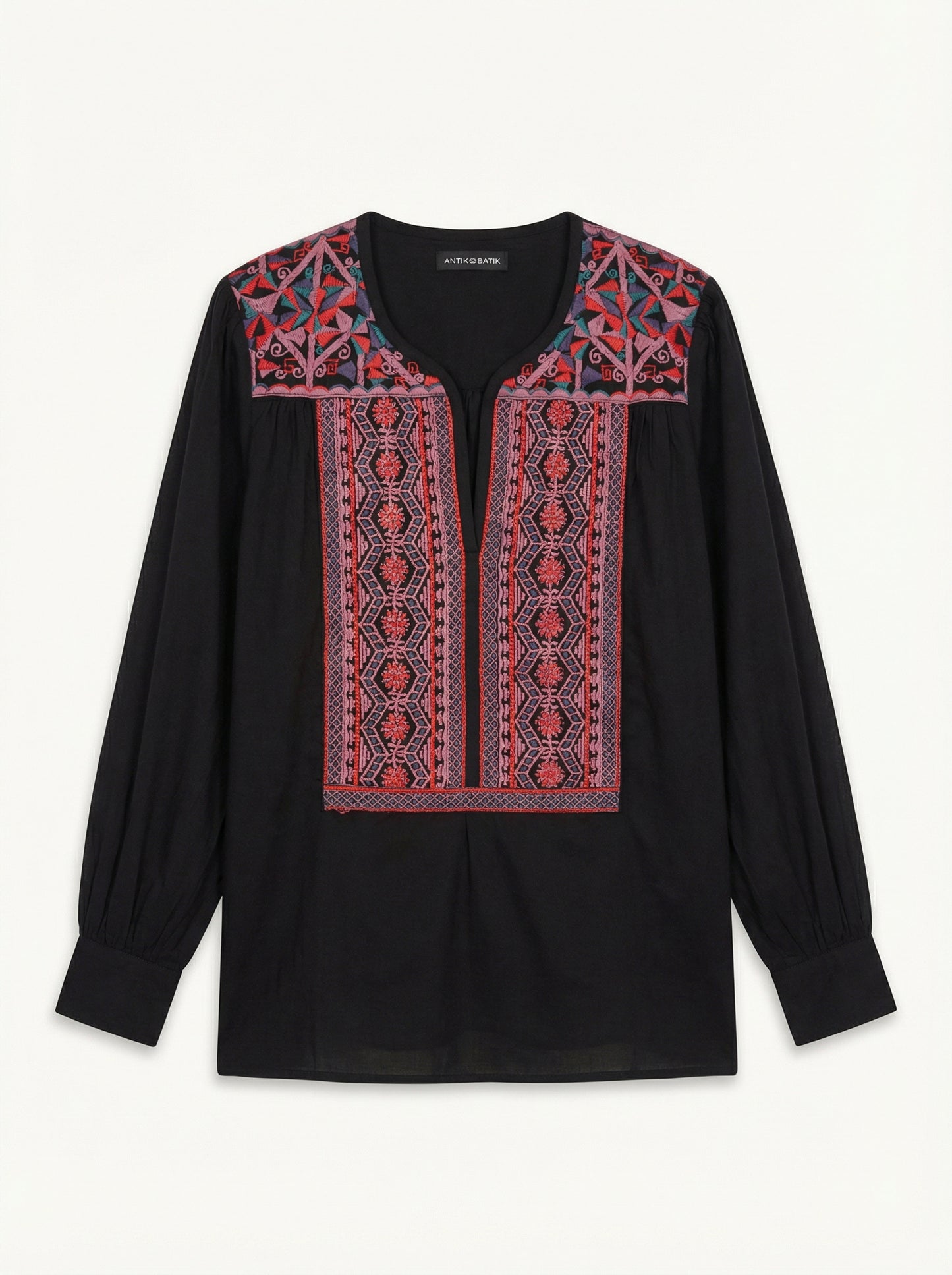 New black embroidered blouse with tag