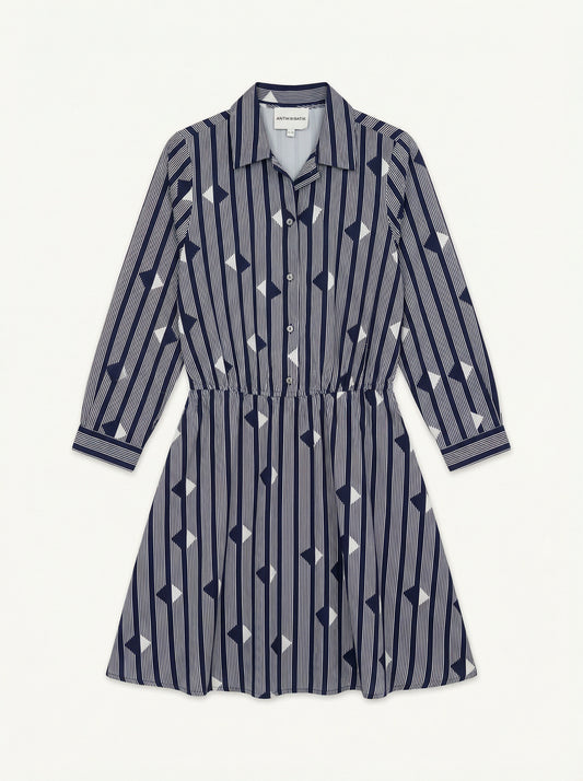 Mid-length dress with geometric patterns