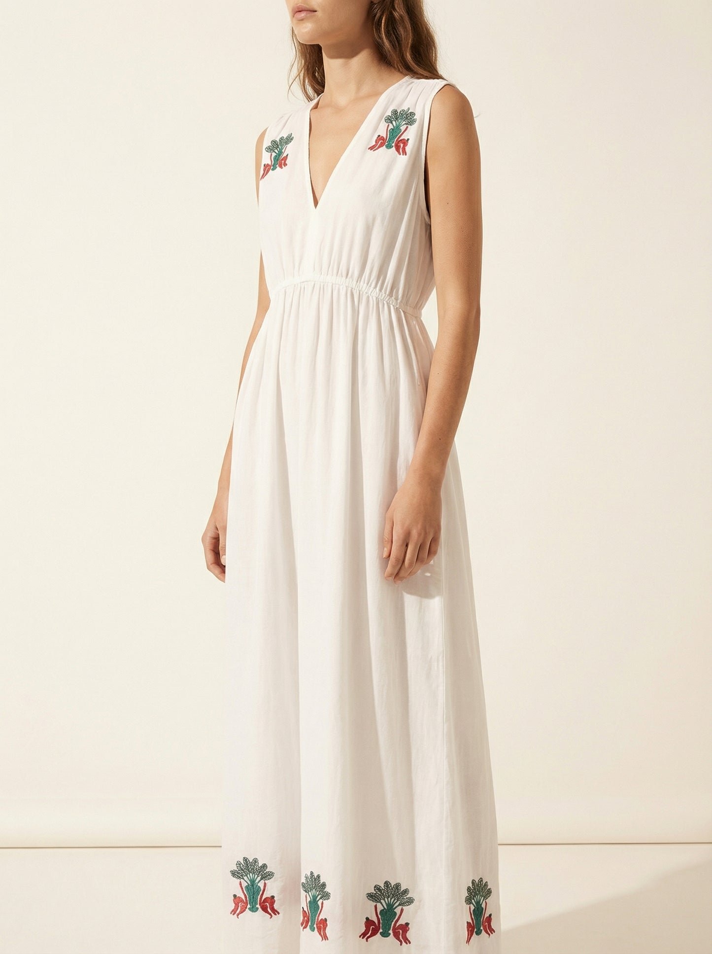 Long white embroidered dress