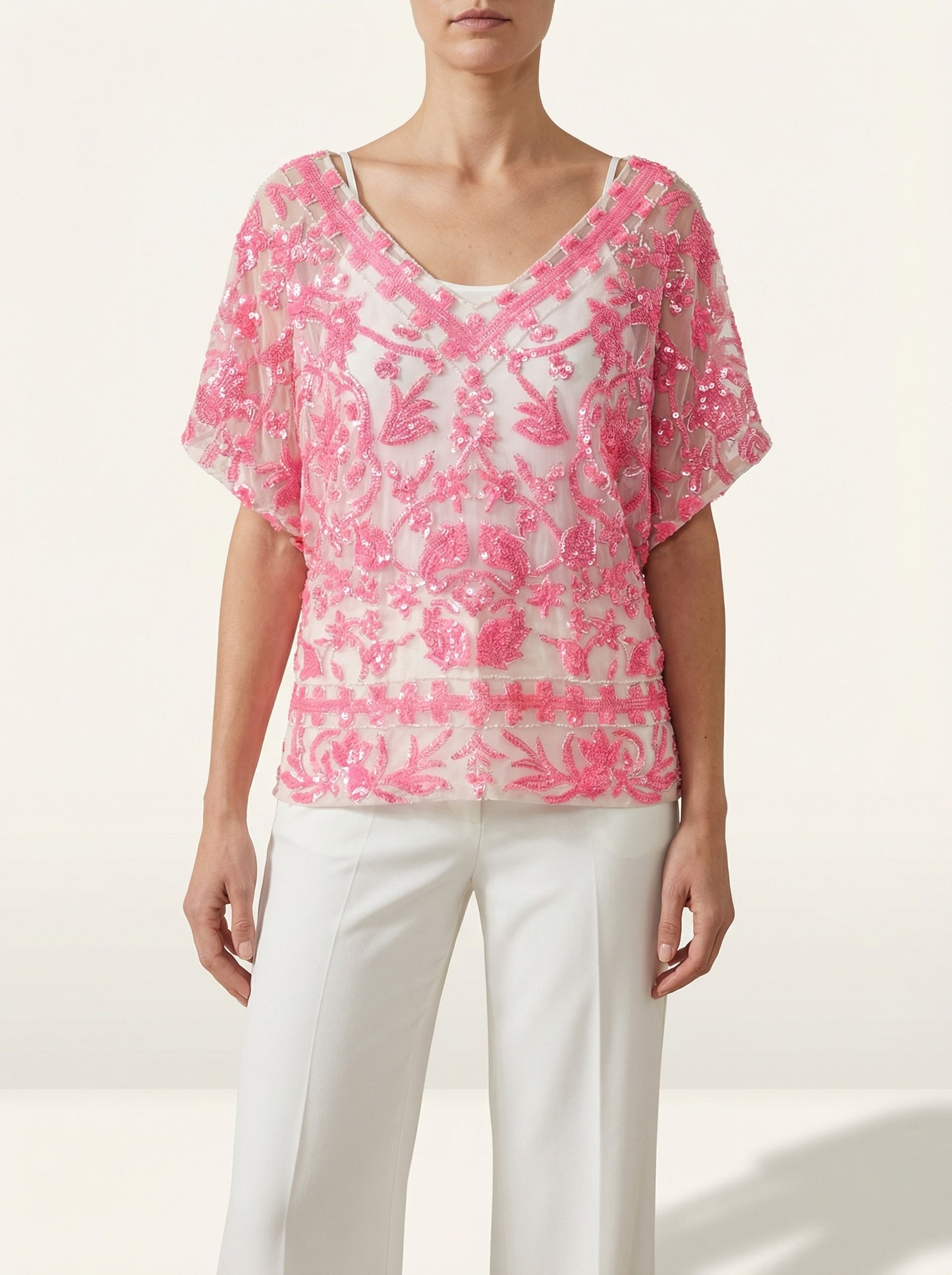 Top précieux à sequins rose